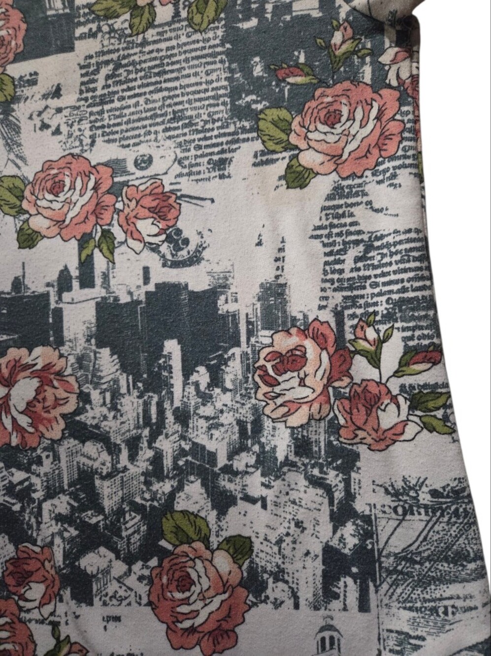 Coco Kelly Vintage Newsprint & Floral Tunic Top - Medium - Made in USA - Picture 3 of 4